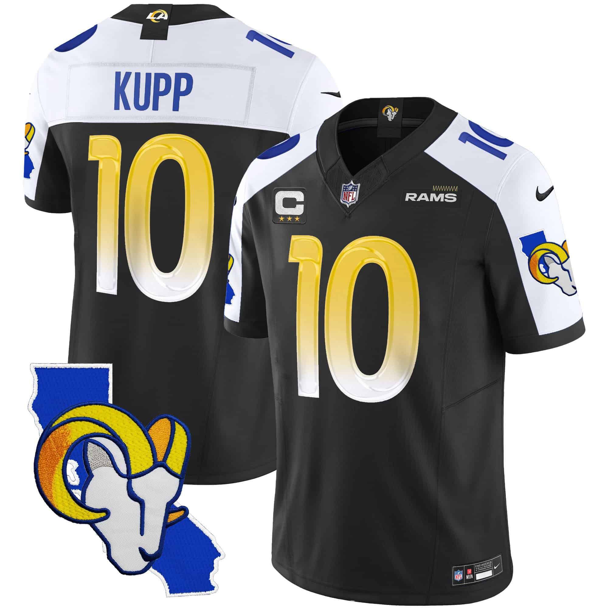 Men Los Angeles Rams #10 Kupp Black 2024 Nike California Patch Vapor Limited NFL Jersey